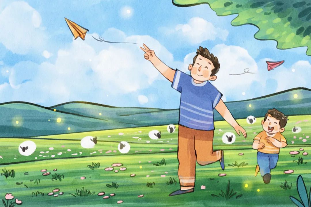 摄图网_402593965_手绘水彩父亲节之爸爸和儿子在草地玩耍治愈插画(企业商用).jpg